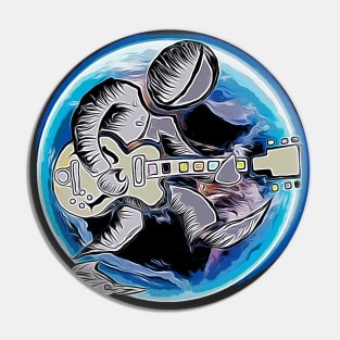 Guitar Player Rocks out on the Guitar Pin