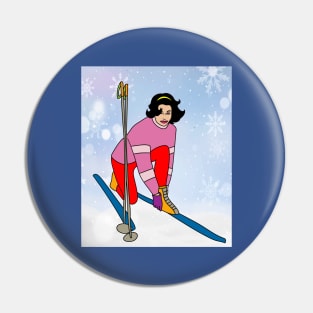 Skier Snow Mountains Extreme Sport Pin