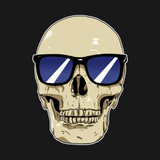 Skull Wearing Sunglasses Blue Lenses T-Shirt