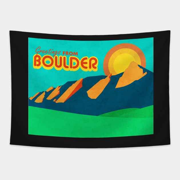 Greetings From Boulder Tapestry by KlehmInTime