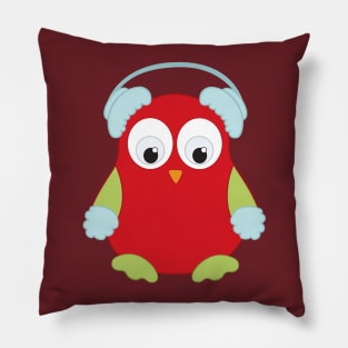 Cute Owl in Ear Muffs Pillow