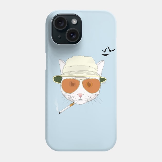 Fear and Loathing Cat - White Phone Case by meownarchy