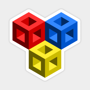 Primary Colors Optical Illusion Cubes Magnet