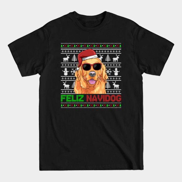 Disover Golden Retriever Dog Feliz Navidog Funny Christmas - Golden Retriever Christmas Dog - T-Shirt