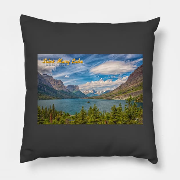 St. Mary Lake along Going-to-the-Sun Road Pillow by Gestalt Imagery