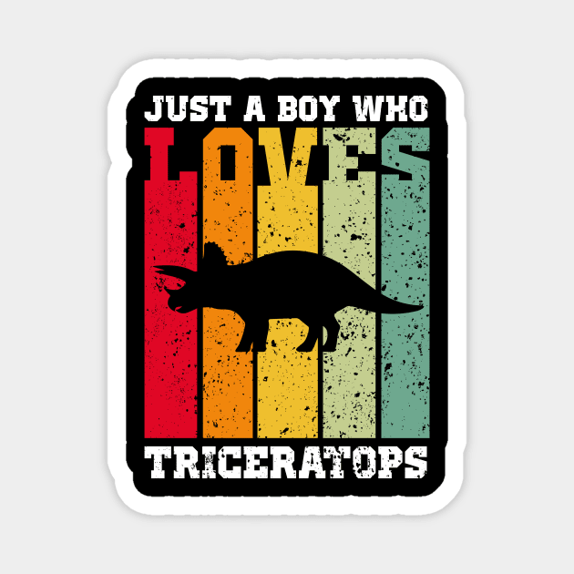 just a boy who loves triceratops Magnet by JohnRelo