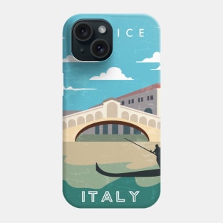 Venice, Italy. Retro travel poster Phone Case