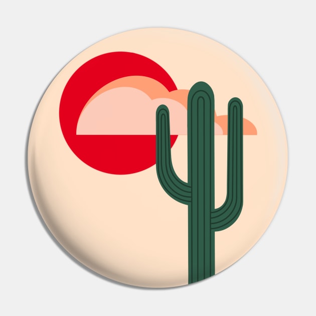 Stylized Desert Landscape with Saguaro Cactus Pin by Obstinate and Literate