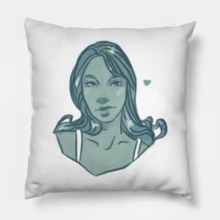 Jade Portrait - Graphic Illustration Pillow