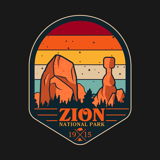 Retro Zion National Park EST 1915 by Annorazroe Graphic