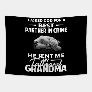 My Tattooed Grandma Best Partner In Crime Tapestry