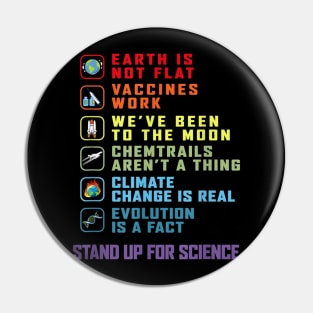 Earth Is Not Flat T-Shirt Stand Up For Science Teacher Pin