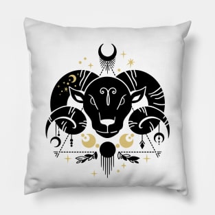 Black and Gold Zodiac Sign ARIES Pillow