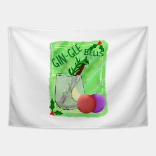 Gin-gle bells fun pun Christmas design Tapestry