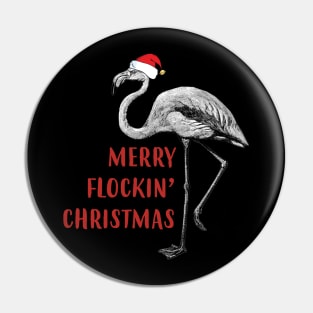 Merry Flockin' Christmas Gift For Flamingo Lover Pin