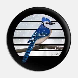 Blue Jay Winter Snow Bird Watching Birding Ornithologist Gift Pin