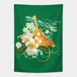 Tropical background with guitar Tapestry