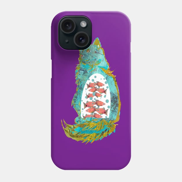 Fish in the Belly of a Blue Cat Phone Case by Gina's Pet Store