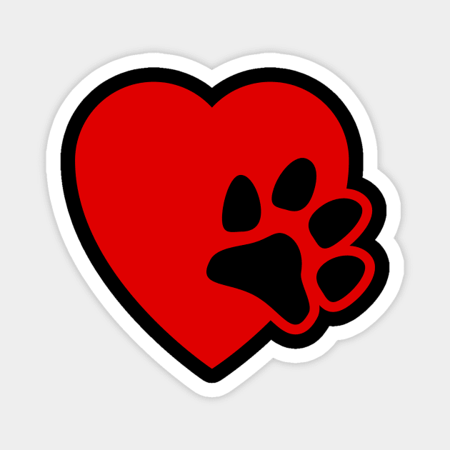 Dog Paw Heart Magnet by greygoodz