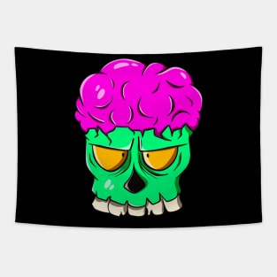 Braindead Zombie Brain Skull Cartoon Horror Tapestry