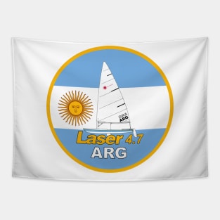 laser sailboat on flag Argentine Tapestry