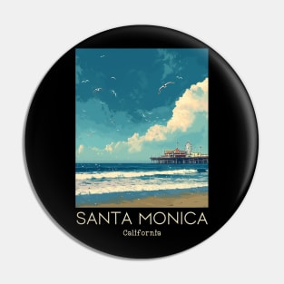 A Vintage Travel Illustration of Santa Monica - California - US Pin