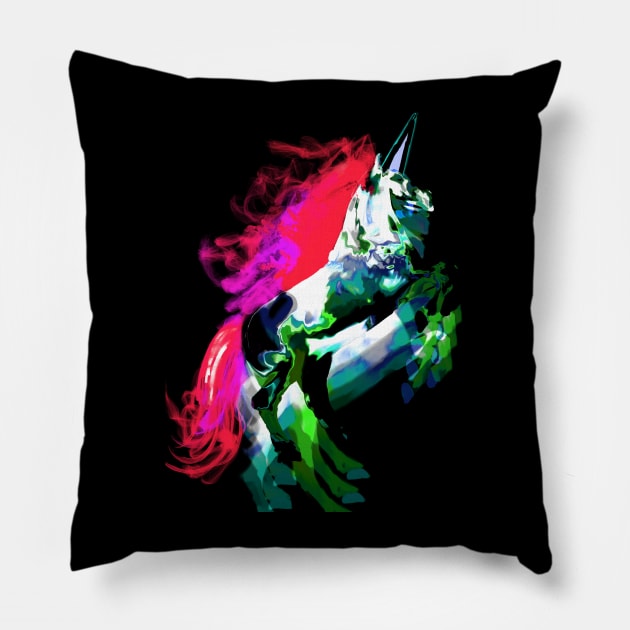 EDM Rave Psychedelic trippy new age colorful horse Pillow by starchildsdesigns