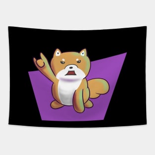 Rock In Roll Shiba Inu Cute Retro Artistic Tapestry