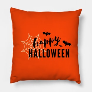 Happy Halloween Orange and Black Pillow