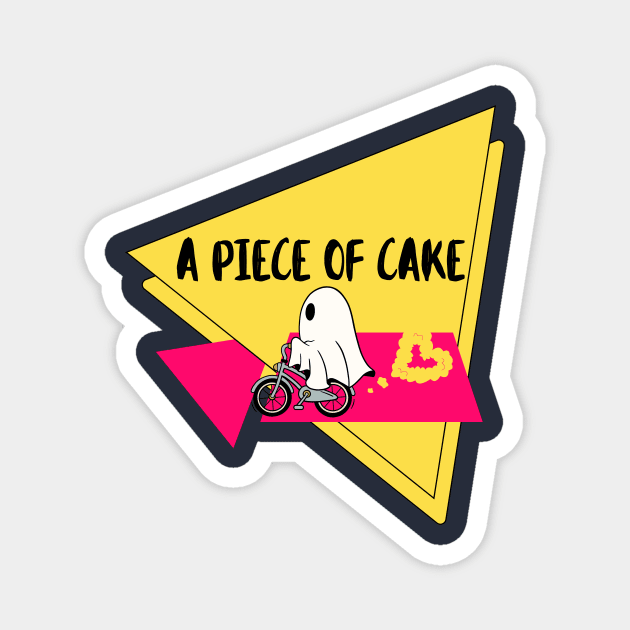 A Piece Of Cake Ghost Riding a Bike Halloween Magnet by 3dozecreations