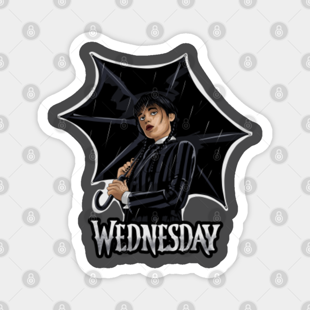 Wednesday under an umbrella - Wednesday Addams - Magnet | TeePublic