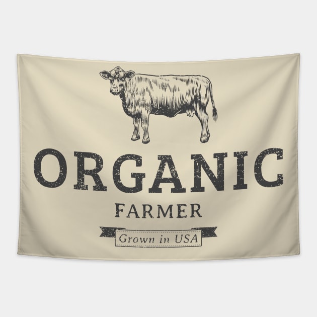 Organic Farmer Cow Tapestry by Tip Top Tee's
