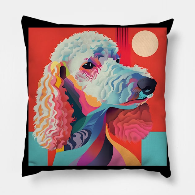 Bedlington Terrier in 80's Pillow by NatashaCuteShop