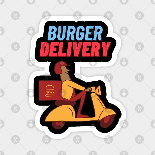 Burger Delivery Man with motorcycle Magnet by Urbanprint