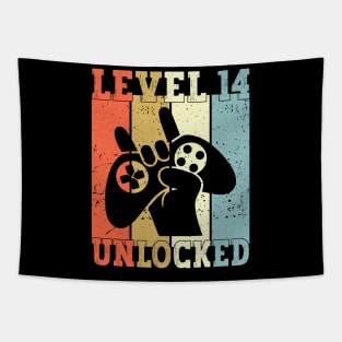 Level 14 Unlocked Video Gamer 14 Years Old 14th Birthday Level Unlocked Tapestry