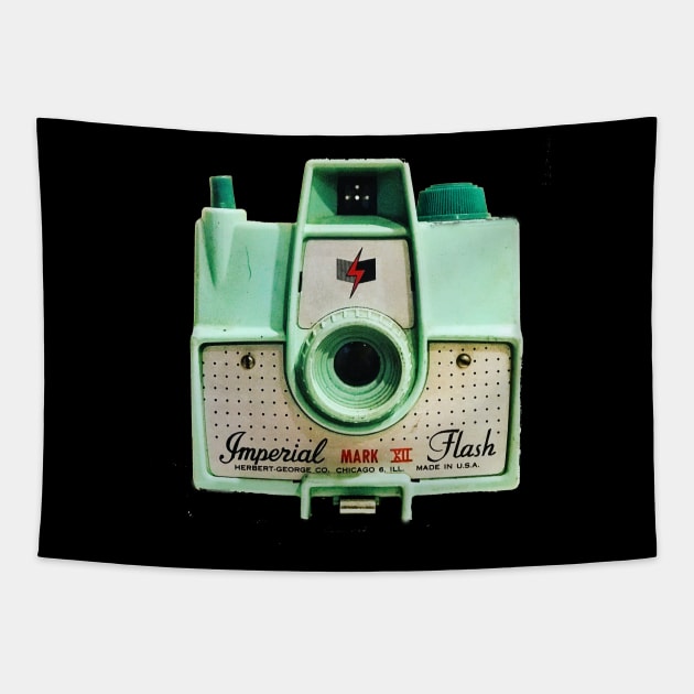 Green Toy Camera / Imperial Flash Tapestry by wanderingteez