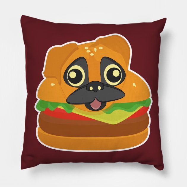 Pug Burger- simple Pillow by vixfx