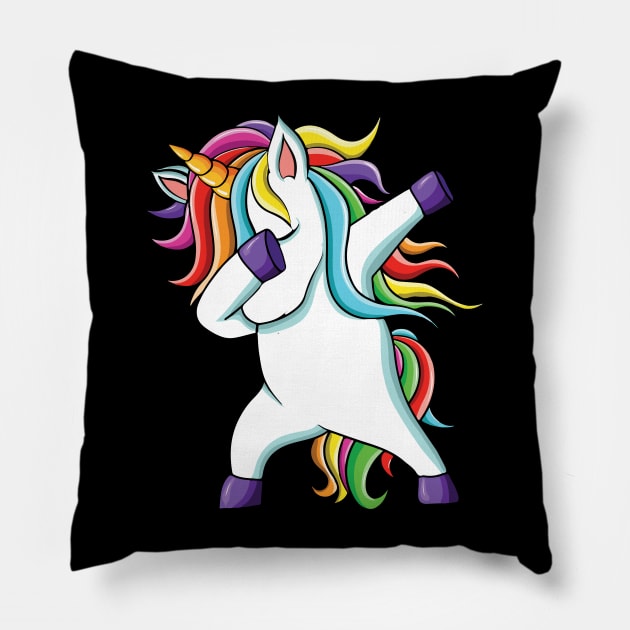 Dabbing unicorn We Wear Red For Red Ribbon Week Awareness Pillow by FashionJB