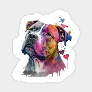 Valentines Pitbull art - Unleashing love, one wag at a time Magnet