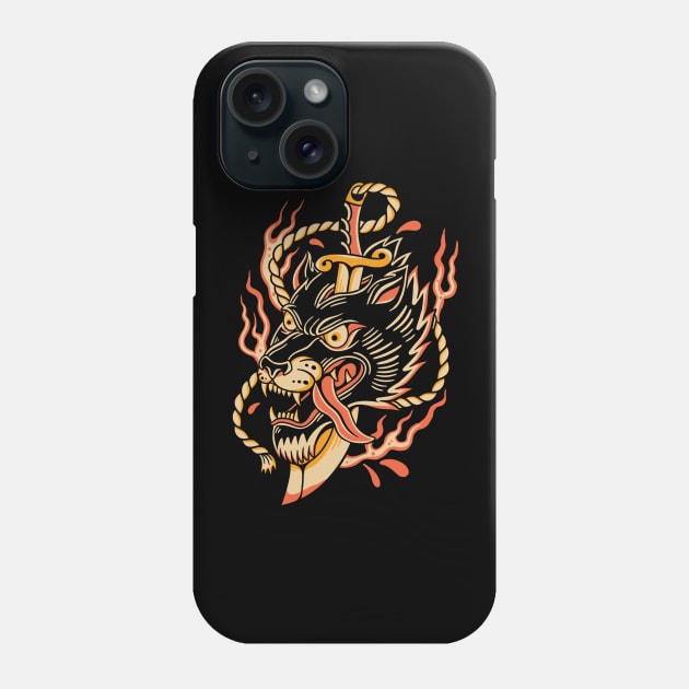 Wolf Vintage Tattoo Traditional Phone Case by Afdhal Project