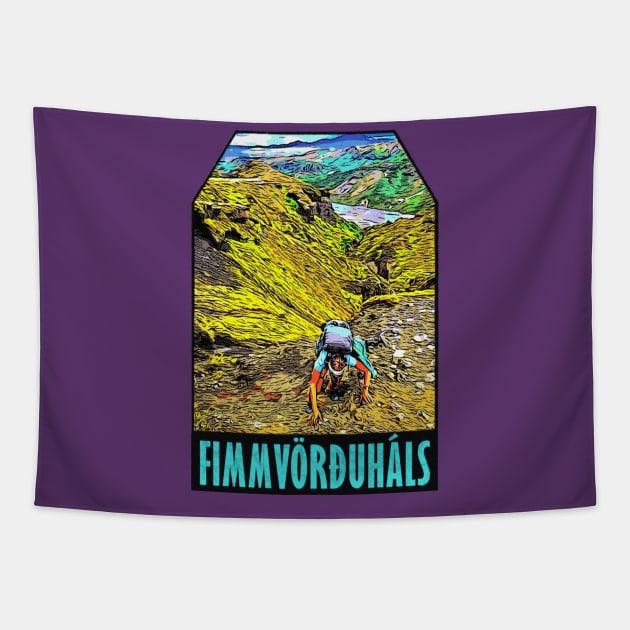 Fimmvorduhals Trek Iceland Vintage Tapestry by Hilda74