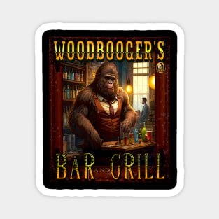 Woodbooger's Bar and Grill Sasquatch Bigfoot Funny Tavern Drinking Magnet