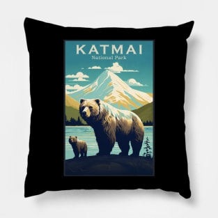 Katmai National Park Travel Poster Pillow