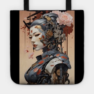 Cyborg girl in ukiyo e style Tote