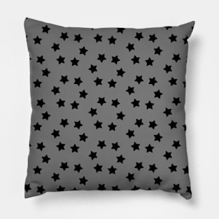 Vintage Black Star Pattern Grey Background Pillow