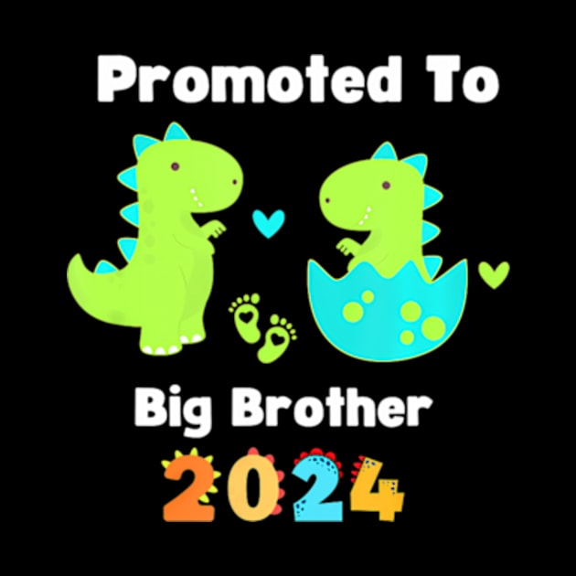 Kids Promoted To Big Brother Est 2024 Dinosaur T Rex Boys by POLOTEEZ
