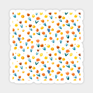 Watercolor tulips pattern - yellow and blue Magnet