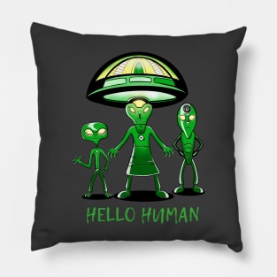 Hello Human, Friendly Aliens Pillow