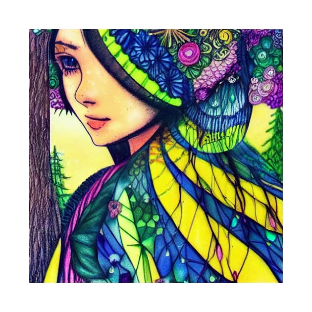 Japanese Woman - Enhance Creative - Colourful Artwork by Wear it Proudly