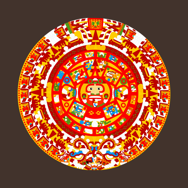 Full Color Ancient Sun Aztec Calendar by Drumsartco